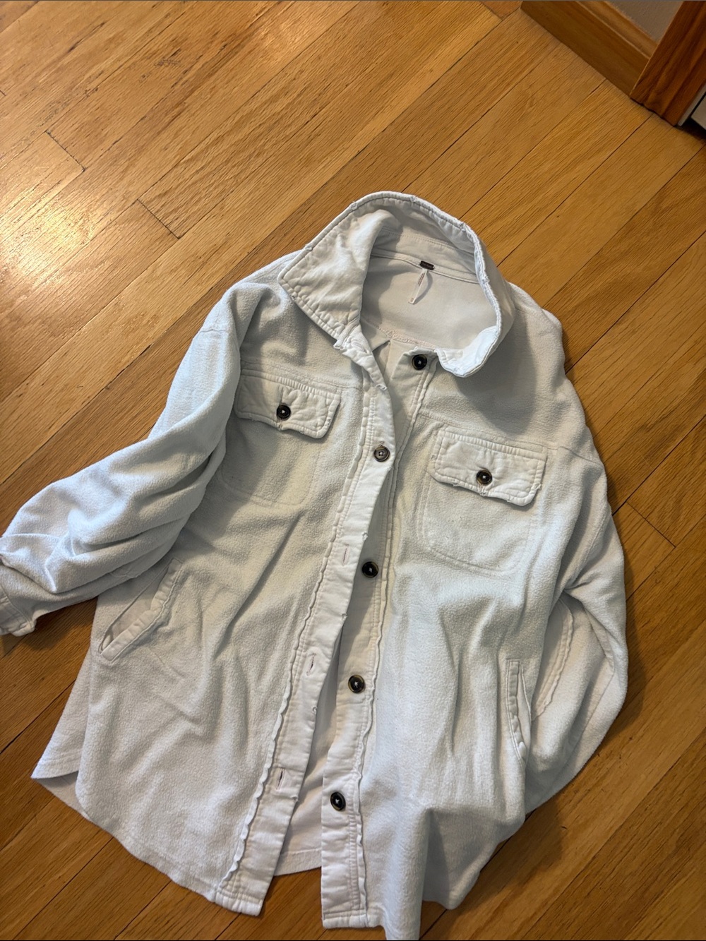 Free People Pale Blue Button-Front Shacket - Picture 4 of 6